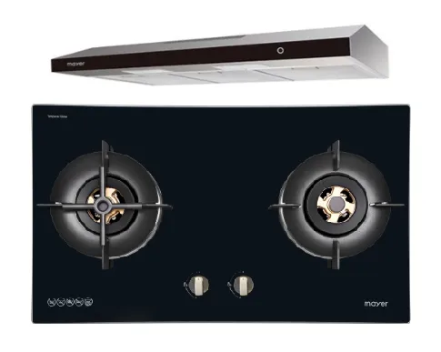 Mayer MMGH8821HI 86cm 2 Burner Glass Gas Hob   MMSL902BE  90cm Slimline Hood