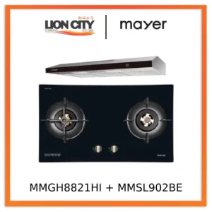 Mayer MMGH8821HI 86cm 2 Burner Glass Gas Hob   MMSL902BE  90cm Slimline Hood