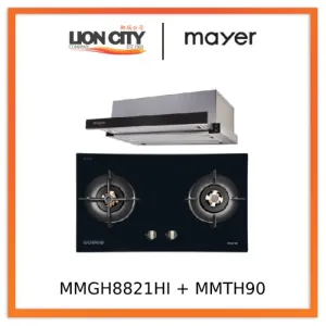 Mayer MMGH8821HI 86cm 2 Burner Glass Gas Hob   MMTH90 Telescopic Hood