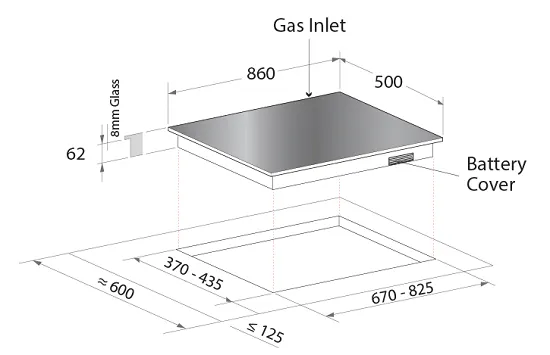 Mayer MMGH882HI 86 cm 2 Burner Glass Gas Hob
