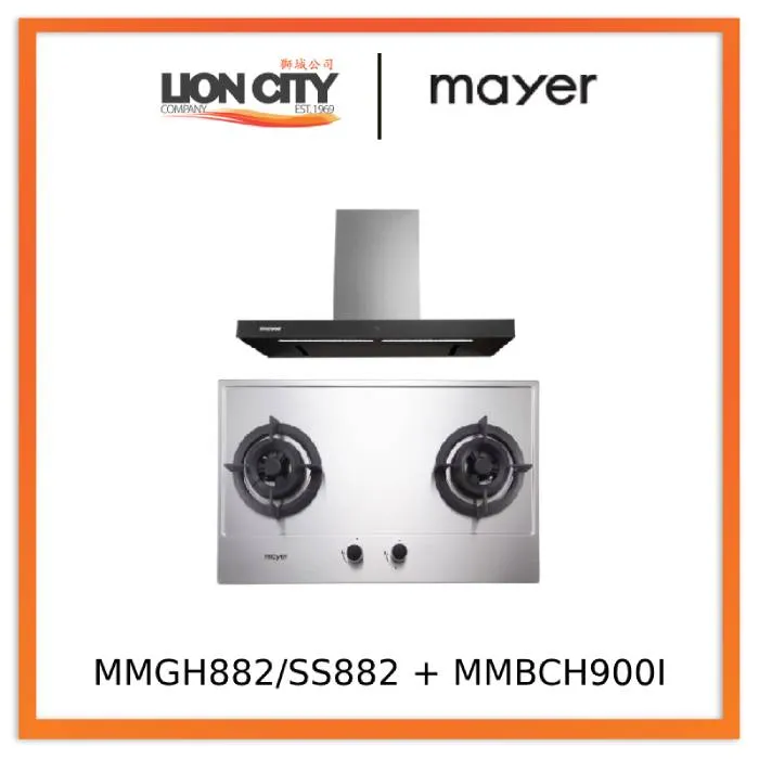 Mayer MMGH882/SS882 Built-In Gas Hob 2 Burners   MMBCH900I Chimney Hood