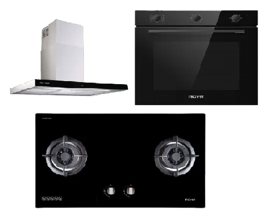 Mayer MMGH882/SS882 Built-In Gas Hob 2 Burners   MMCH407I 90cm Chimney Hood   MMDO8R 60 cm Built-in Oven with Smoke Ventilation