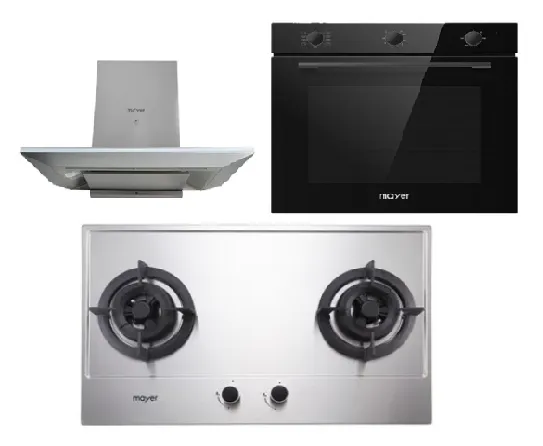 Mayer MMGH882/SS882 Built-In Gas Hob 2 Burners   MMCH905 90cm Chimney Hood   MMDO8R 60 cm Built-in Oven with Smoke Ventilation