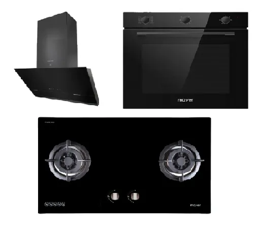 Mayer MMGH882/SS882 Built-In Gas Hob 2 Burners     MMSH8099-L Angled Chimney Hood   MMDO8R 60 cm Built-in Oven with Smoke Ventilation