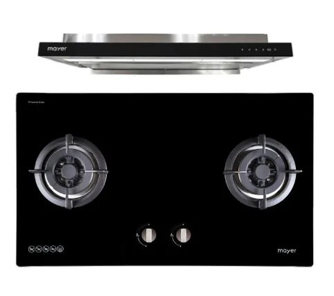 Mayer MMGH882/SS882 Built-In Gas Hob 2 Burners   MMSI903OT Cm Semi-integrated Hood With Oil Tray