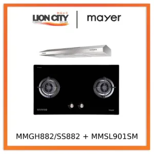 Mayer MMGH882/SS882 Built-In Gas Hob 2 Burners   MMSL901SM 90 Cm Slimline Hood