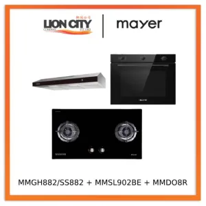 Mayer MMGH882/SS882 Built-In Gas Hob 2 Burners   MMSL902BE  90cm Slimline Hood   MMDO8R 60 cm Built-in Oven with Smoke Ventilation