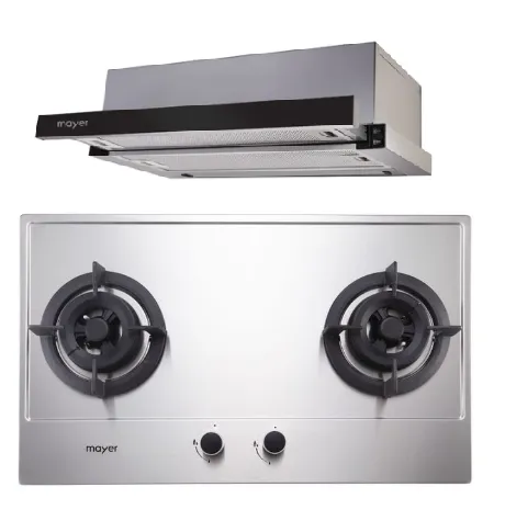 Mayer MMGH882/SS882 Built-In Gas Hob 2 Burners   MMTH90 Telescopic Hood (90CM)