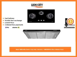 Mayer MMGH883 Built-In Gas Hob 3 Burners   MMSI900HS 90cm Slimline Hood