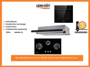 Mayer MMGH883 Built-In Gas Hob   MMTH90 Telescopic Hood   MMDO8R Built-In Oven