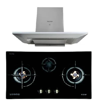Mayer MMGH8831HI 86cm 3 Burner Glass Gas Hob   MMCH905 90cm Chimney Hood