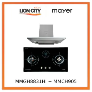 Mayer MMGH8831HI 86cm 3 Burner Glass Gas Hob   MMCH905 90cm Chimney Hood