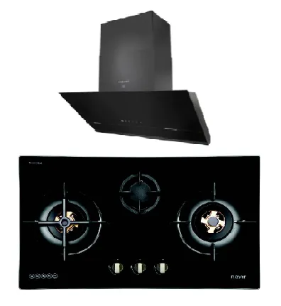 Mayer MMGH8831HI 86cm 3 Burner Glass Gas Hob   MMSH8099-L Angled Chimney Hood