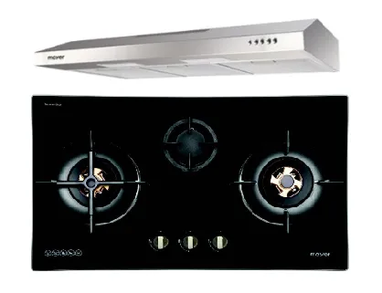 Mayer MMGH8831HI 86cm 3 Burner Glass Gas Hob   MMSL901SM 90 Cm Slimline Hood