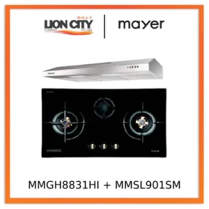 Mayer MMGH8831HI 86cm 3 Burner Glass Gas Hob   MMSL901SM 90 Cm Slimline Hood