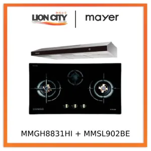 Mayer MMGH8831HI 86cm 3 Burner Glass Gas Hob   MMSL902BE  90cm Slimline Hood