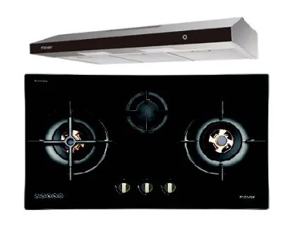 Mayer MMGH8831HI 86cm 3 Burner Glass Gas Hob   MMSL902BE  90cm Slimline Hood