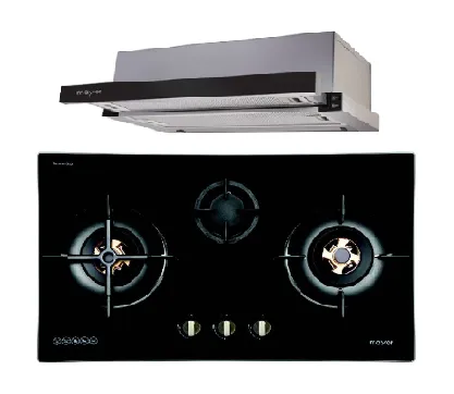 Mayer MMGH8831HI 86cm 3 Burner Glass Gas Hob   MMTH90 Telescopic Hood