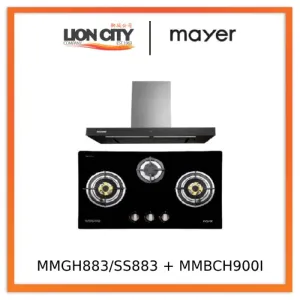 Mayer MMGH883/SS883 86cm 3 Burner Stainless Steel Gas Hob   MMBCH900I Chimney Hood