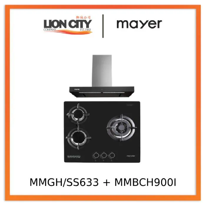 Mayer MMGH883/SS883 86cm 3 Burner Stainless Steel Gas Hob   MMBCH900I Chimney Hood