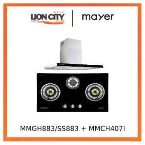 Mayer MMGH883/SS883 86cm 3 Burner Stainless Steel Gas Hob   MMCH407I 90cm Chimney Hood