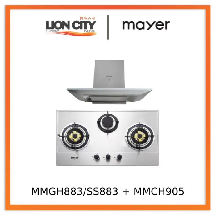 Mayer MMGH883/SS883 86cm 3 Burner Stainless Steel Gas Hob   MMCH905 90cm Chimney Hood