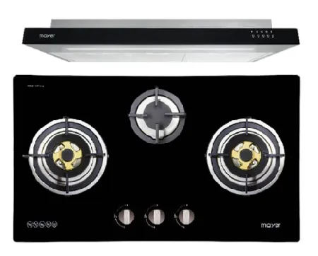 Mayer MMGH883/SS883 86cm 3 Burner Stainless Steel Gas Hob   MMSI900LEDHS 90cm Semi-integrated Slimline Hood