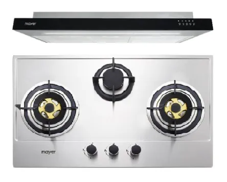 Mayer MMGH883/SS883 86cm 3 Burner Stainless Steel Gas Hob   MMSI900LEDHS 90cm Semi-integrated Slimline Hood