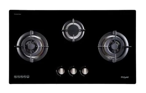 Mayer MMGH883/SS883 86cm 3 Burner Stainless Steel Gas Hob   MMSI903OT Cm Semi-integrated Hood With Oil Tray   MMDO8R 60 cm Built-in Oven with Smoke Ventilation