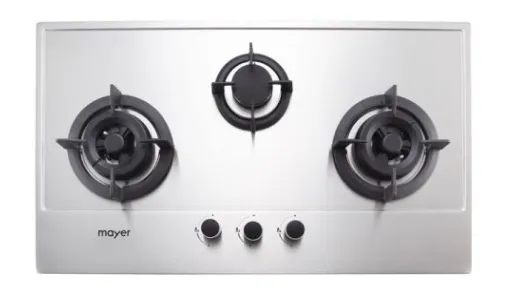 Mayer MMGH883/SS883 86cm 3 Burner Stainless Steel Gas Hob   MMSI903OT Cm Semi-integrated Hood With Oil Tray   MMDO8R 60 cm Built-in Oven with Smoke Ventilation