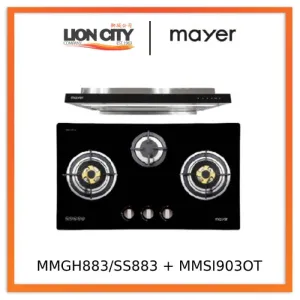 Mayer MMGH883/SS883 86cm 3 Burner Stainless Steel Gas Hob   MMSI903OT Cm Semi-integrated Hood With Oil Tray