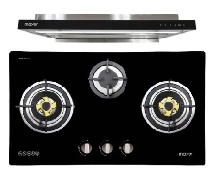 Mayer MMGH883/SS883 86cm 3 Burner Stainless Steel Gas Hob   MMSI903OT Cm Semi-integrated Hood With Oil Tray