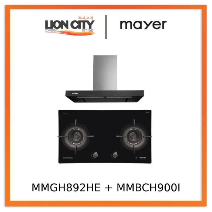 Mayer MMGH892HE 86cm 2 Burner Gas Hob   MMBCH900I Chimney Hood