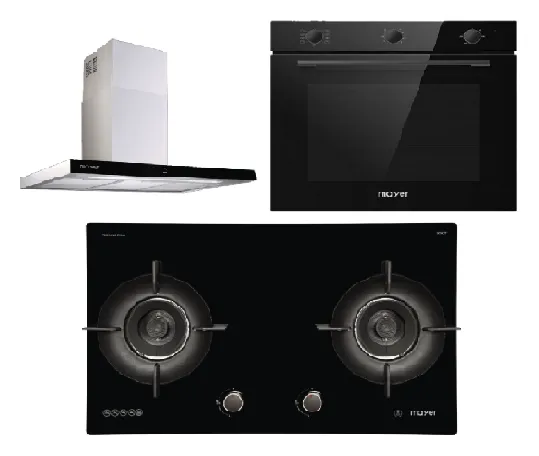 Mayer MMGH892HE 86cm 2 Burner Gas Hob   MMCH407I 90cm Chimney Hood   MMDO8R 60 cm Built-in Oven with Smoke Ventilation