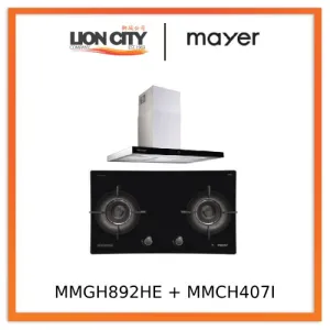 Mayer MMGH892HE 86cm 2 Burner Gas Hob   MMCH407I 90cm Chimney Hood