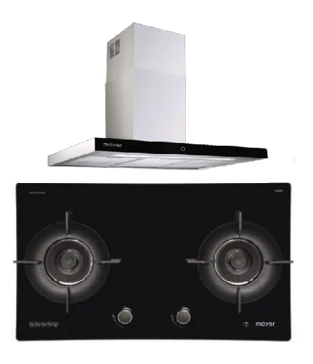Mayer MMGH892HE 86cm 2 Burner Gas Hob   MMCH407I 90cm Chimney Hood