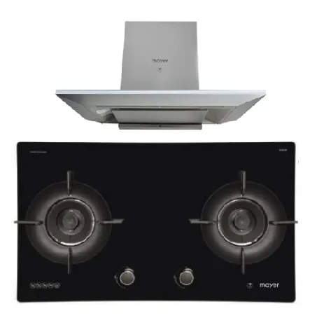 Mayer MMGH892HE 86cm 2 Burner Gas Hob   MMCH905 90cm Chimney Hood