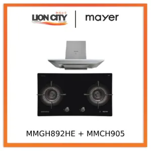 Mayer MMGH892HE 86cm 2 Burner Gas Hob   MMCH905 90cm Chimney Hood