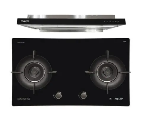 Mayer MMGH892HE 86cm 2 Burner Gas Hob   MMSI903OT Cm Semi-integrated Hood With Oil Tray