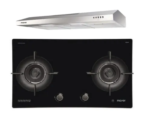 Mayer MMGH892HE 86cm 2 Burner Gas Hob   MMSL901SM 90 Cm Slimline Hood
