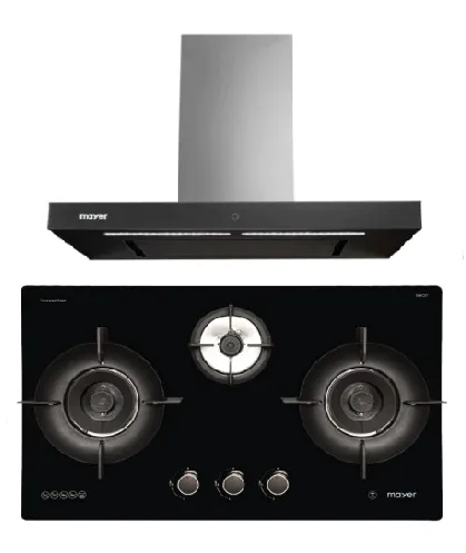 Mayer MMGH893HE 86cm 3 Burner Gas Hob   MMBCH900I Chimney Hood