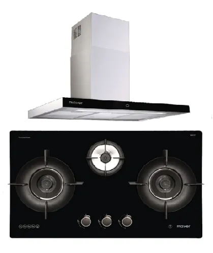 Mayer MMGH893HE 86cm 3 Burner Gas Hob   MMCH407I 90cm Chimney Hood