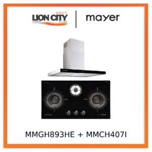 Mayer MMGH893HE 86cm 3 Burner Gas Hob   MMCH407I 90cm Chimney Hood