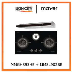 Mayer MMGH893HE 86cm 3 Burner Gas Hob   MMSL902BE  90cm Slimline Hood