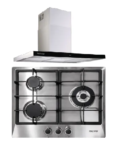 Mayer MMGH/SS633 60cm 3 Burner Glass Gas Hob   MMCH407I 90cm Chimney Hood