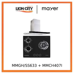 Mayer MMGH/SS633 60cm 3 Burner Glass Gas Hob   MMCH407I 90cm Chimney Hood