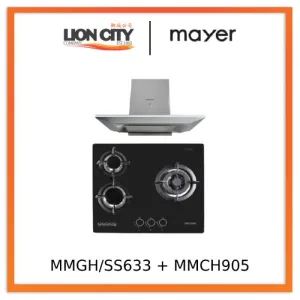 Mayer MMGH/SS633 60cm 3 Burner Glass Gas Hob   MMCH905 90cm Chimney Hood