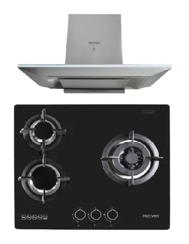 Mayer MMGH/SS633 60cm 3 Burner Glass Gas Hob   MMCH905 90cm Chimney Hood