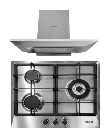 Mayer MMGH/SS633 60cm 3 Burner Glass Gas Hob   MMCH905 90cm Chimney Hood