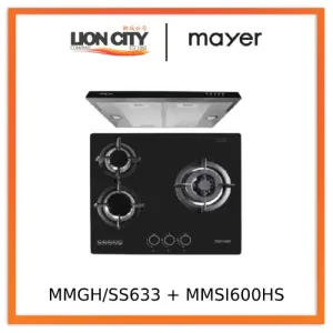 Mayer MMGH/SS633 60cm 3 Burner Glass Gas Hob   MMSI600HS 60 Cm Semi-integrated Slimline Hood
